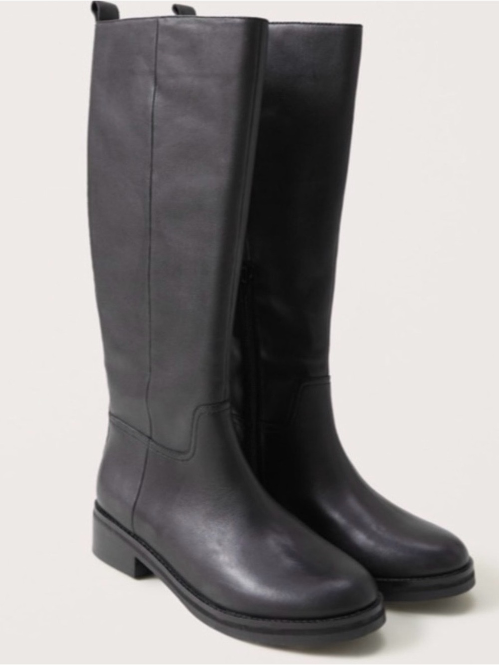 Abercrombie & Fitch Black Tall Real Genuine Leather Riding Boots